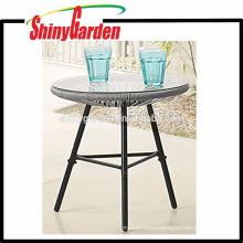 Samll Table Stand of Acapulca Chairs Rattan Table with 5 Tempeted Glass